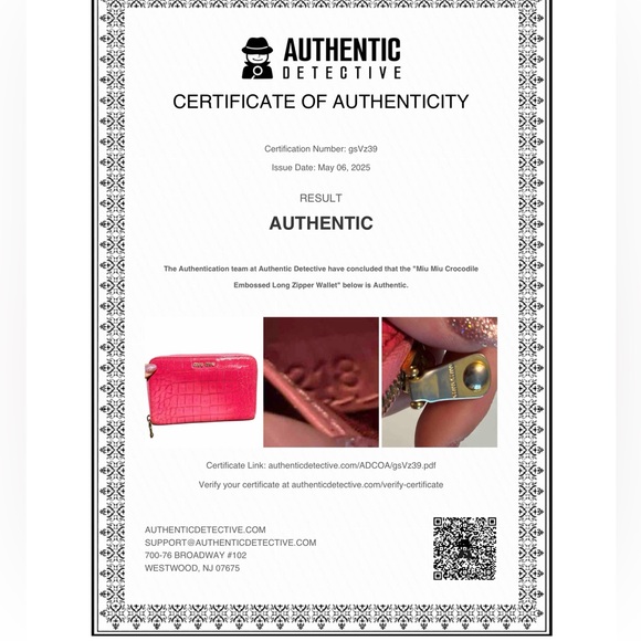 Miu Miu Pink Crocodile-Embossed Wallet - Picture 10 of 10